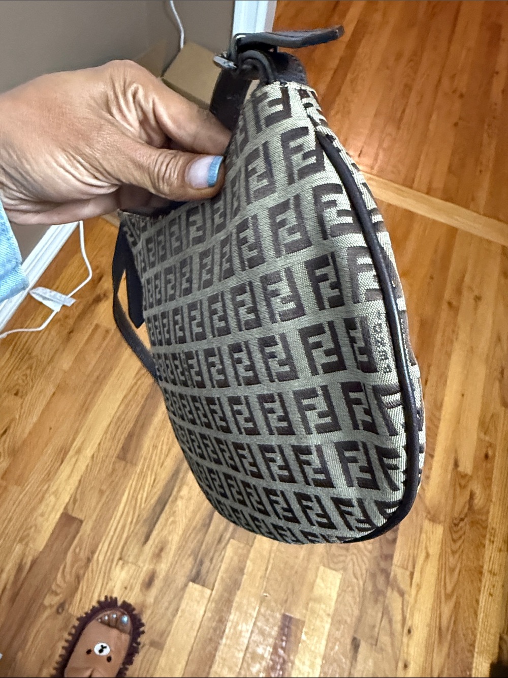 Fendi Tan & Brown FF Canvas Mini Shoulder Bag - Picture 4 of 8